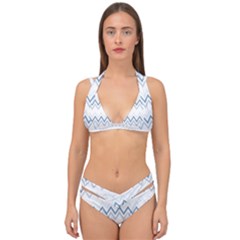 Chevrons Bleus/blanc Double Strap Halter Bikini Set by kcreatif