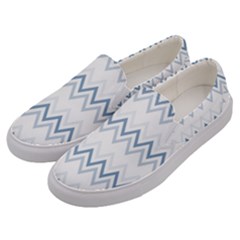 Chevrons Bleus/blanc Men s Canvas Slip Ons by kcreatif