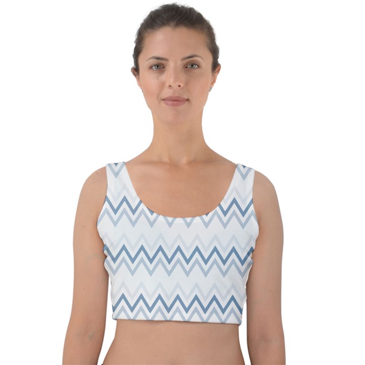 Chevrons Bleus/Blanc Velvet Crop Top