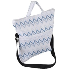 Chevrons Bleus/blanc Fold Over Handle Tote Bag by kcreatif