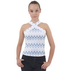 Chevrons Bleus/blanc Cross Neck Velour Top by kcreatif