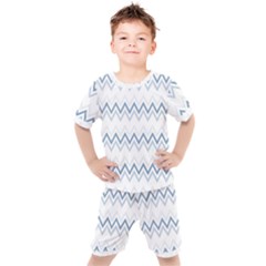 Chevrons Bleus/blanc Kids  Tee And Shorts Set by kcreatif