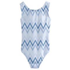 Chevrons Bleus/blanc Kids  Cut-out Back One Piece Swimsuit by kcreatif