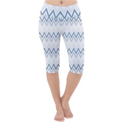 Chevrons Bleus/blanc Lightweight Velour Cropped Yoga Leggings by kcreatif