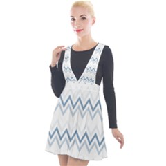 Chevrons Bleus/blanc Plunge Pinafore Velour Dress by kcreatif