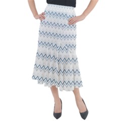 Chevrons Bleus/blanc Midi Mermaid Skirt by kcreatif