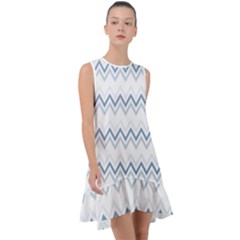 Chevrons Bleus/blanc Frill Swing Dress by kcreatif