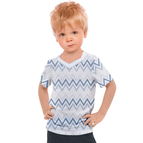 Chevrons Bleus/blanc Kids  Sports Tee by kcreatif