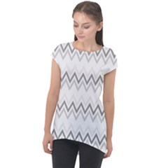 Chevrons Gris/blanc Cap Sleeve High Low Top by kcreatif