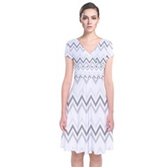 Chevrons Gris/blanc Short Sleeve Front Wrap Dress by kcreatif