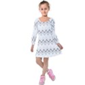 Chevrons Gris/Blanc Kids  Long Sleeve Velvet Dress View1