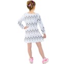 Chevrons Gris/Blanc Kids  Long Sleeve Velvet Dress View2