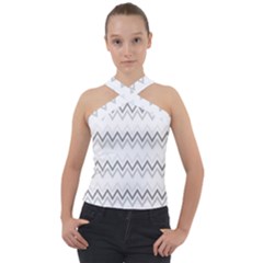 Chevrons Gris/blanc Cross Neck Velour Top by kcreatif