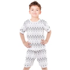 Chevrons Gris/blanc Kids  Tee And Shorts Set by kcreatif