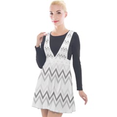 Chevrons Gris/blanc Plunge Pinafore Velour Dress by kcreatif