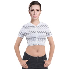 Chevrons Gris/blanc Short Sleeve Cropped Jacket by kcreatif