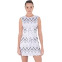 Chevrons Gris/Blanc Lace Up Front Bodycon Dress View1