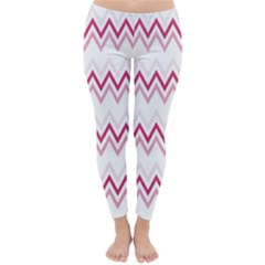 Chevrons Rose/blanc Classic Winter Leggings by kcreatif