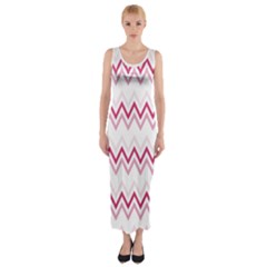 Chevrons Rose/blanc Fitted Maxi Dress by kcreatif