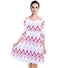 Chevrons Rose/blanc Quarter Sleeve Waist Band Dress by kcreatif