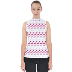 Chevrons Rose/blanc Mock Neck Shell Top by kcreatif