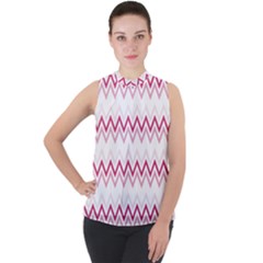 Chevrons Rose/blanc Mock Neck Chiffon Sleeveless Top by kcreatif