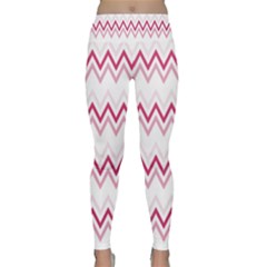 Chevrons Rose/blanc Lightweight Velour Classic Yoga Leggings by kcreatif