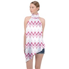 Chevrons Rose/blanc Halter Asymmetric Satin Top by kcreatif