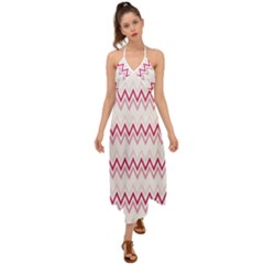 Chevrons Rose/blanc Halter Tie Back Dress  by kcreatif