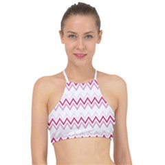 Chevrons Rose/blanc Racer Front Bikini Top by kcreatif