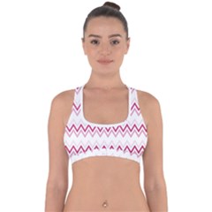 Chevrons Rose/blanc Cross Back Hipster Bikini Top  by kcreatif