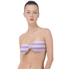 Chevrons Rose/blanc Classic Bandeau Bikini Top  by kcreatif