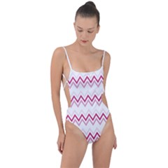 Chevrons Rose/blanc Tie Strap One Piece Swimsuit by kcreatif