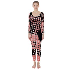 Abstrait Effet Formes Noir/rose Long Sleeve Catsuit by kcreatif