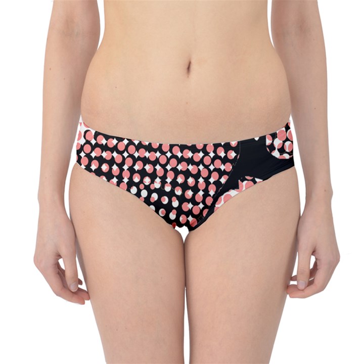 Abstrait Effet Formes Noir/Rose Hipster Bikini Bottoms