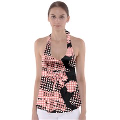 Abstrait Effet Formes Noir/rose Babydoll Tankini Top by kcreatif