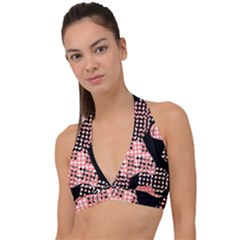 Abstrait Effet Formes Noir/rose Halter Plunge Bikini Top by kcreatif