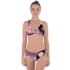 Abstrait Effet Formes Noir/rose Criss Cross Bikini Set by kcreatif