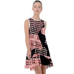 Abstrait Effet Formes Noir/rose Frill Swing Dress by kcreatif