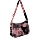 Abstrait Effet Formes Noir/Rose Zip Up Shoulder Bag View1