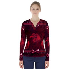 Awesome Eagle V-neck Long Sleeve Top by FantasyWorld7