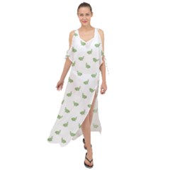 Iguana Sketchy Cartoon Style Drawing Pattern 2 Maxi Chiffon Cover Up Dress by dflcprintsclothing