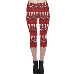 Bearded Santa Pattern Capri Leggings  by bloomingvinedesign