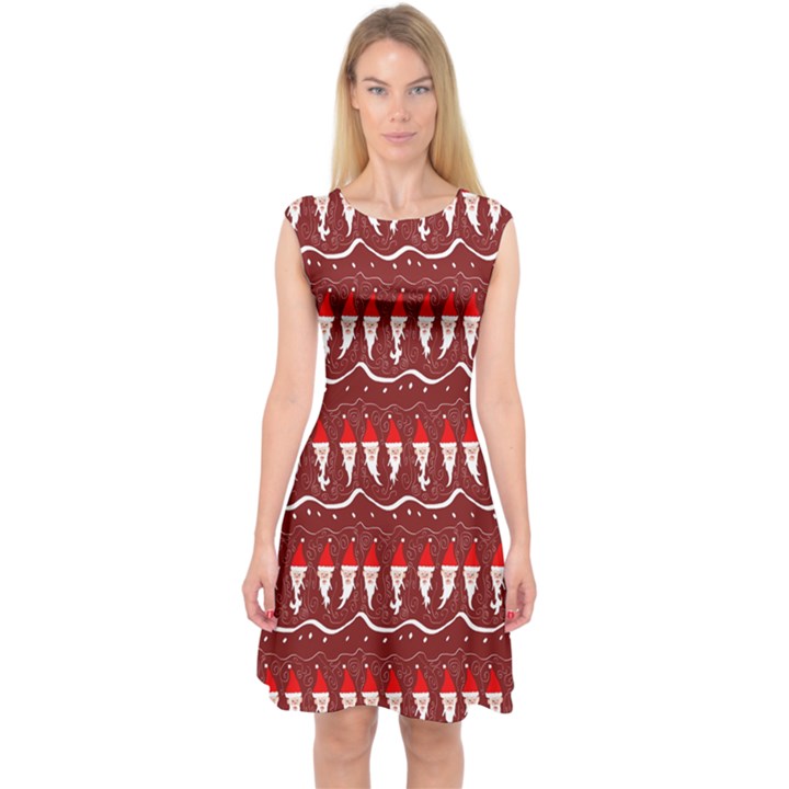 Bearded santa pattern Capsleeve Midi Dress