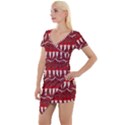 Bearded santa pattern Short Sleeve Asymmetric Mini Dress View1