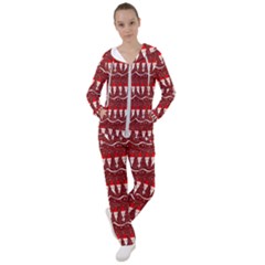 Bearded Santa Pattern Women s Tracksuit by bloomingvinedesign