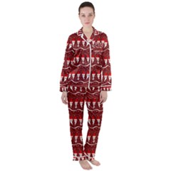 Bearded Santa Pattern Satin Long Sleeve Pyjamas Set by bloomingvinedesign