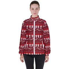 Bearded Santa Pattern Women s High Neck Windbreaker by bloomingvinedesign