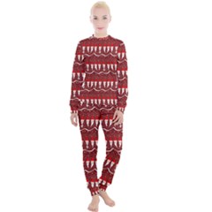 Bearded Santa Pattern Women s Lounge Set by bloomingvinedesign