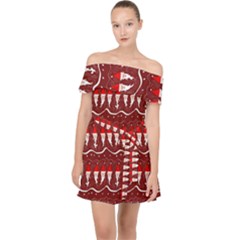 Bearded Santa Pattern Off Shoulder Chiffon Dress by bloomingvinedesign